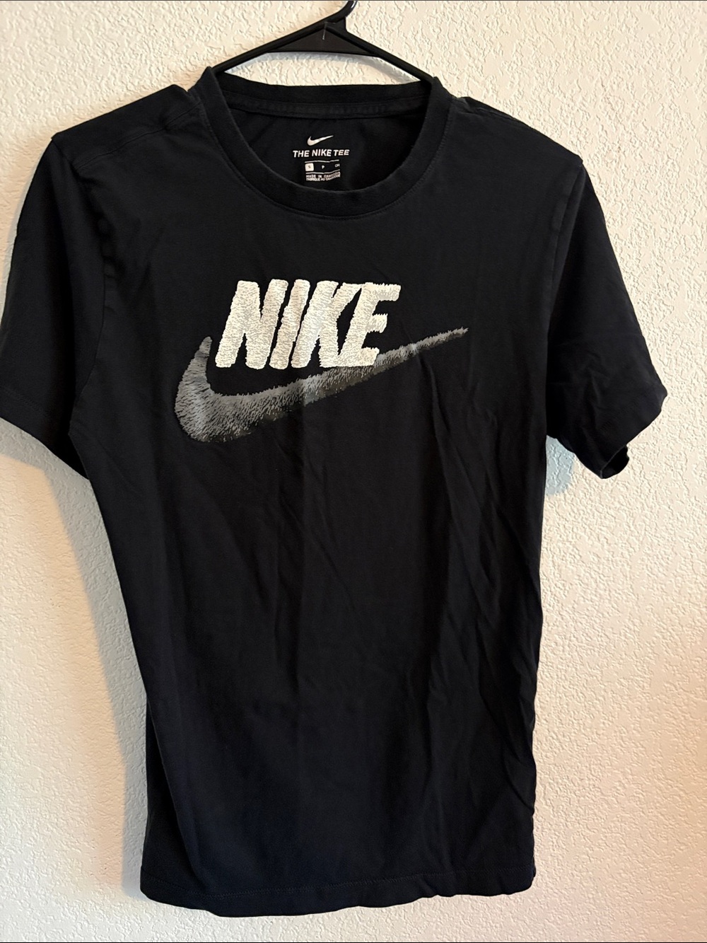 Nike Black Short Sleeve Tee with White and Gray Logo